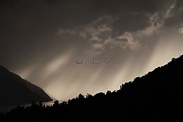 射線,山,樹