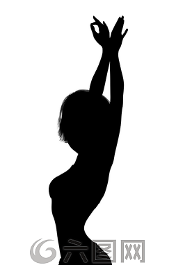 剪影,女孩,女子