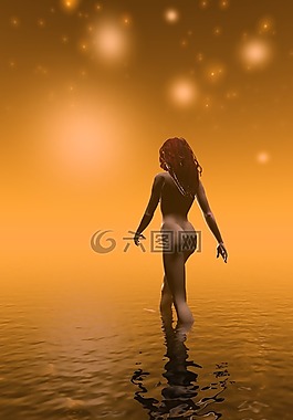 女子,海,年輕