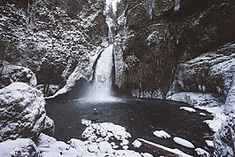 瀑布,水,巖