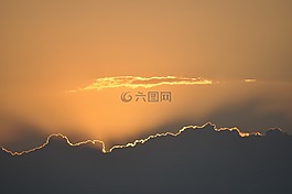 日落,天空,云