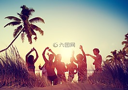 海灘,慶典,家庭