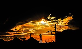 日出,城市,上午