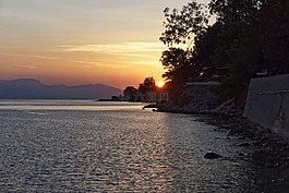 日落,景觀,希臘