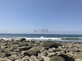 海洋,石,波