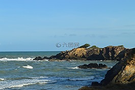 海灘,海洋,巖