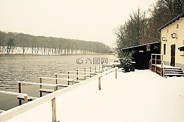冬天,湖,雪