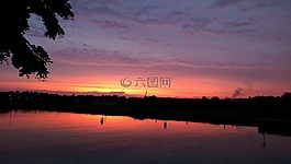 日落,天空,余輝