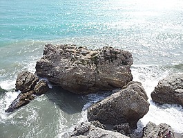 海灘,海,巖