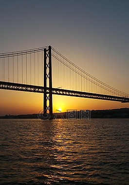 橋,日落,河