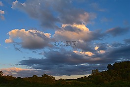 云,天空,日落