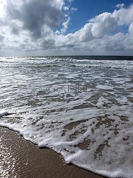 海灘,海,波