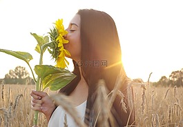 女子,夏季,太陽花