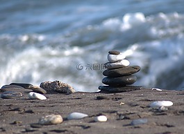 海灘,礧,海景