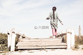 海滩,女孩,夏天