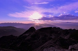 日落,山,carega