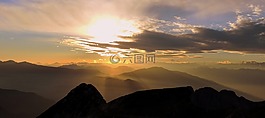 日落,山,carega