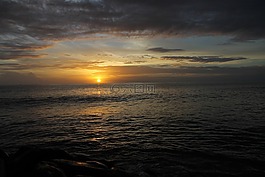 日落,海洋,海灘