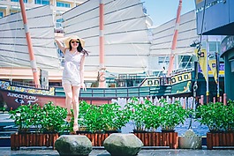 帆船,美女,活潑