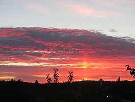 日落,天空,颜色橙色