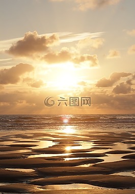日落,太陽(yáng),海灘