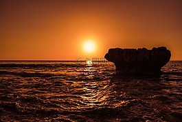 日落,海,太陽