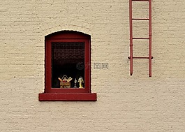 窗口,梯子,磚