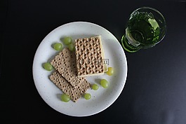 吃,葡萄,奶酪
