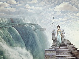 瀑布,幻想,夢的世界