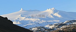 冰川,山,全景