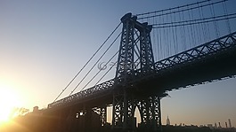 紐約市,日落,橋