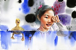 水的顏色,水彩肖像,水彩