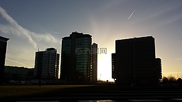 阿姆斯特丹,日落,建筑
