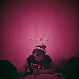 女孩,音樂,頭戴式耳機(jī)