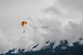瑞士,滑翔傘,山