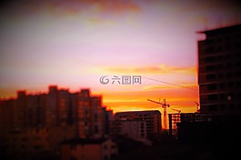 日落,城市,建設(shè)