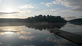 海灘,湖,景觀
