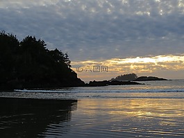 日落,海灘,海洋
