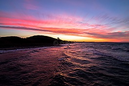 日出,景觀,海