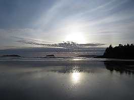 日落,海灘,海洋