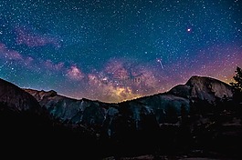 山,宇宙,夜晚的天空