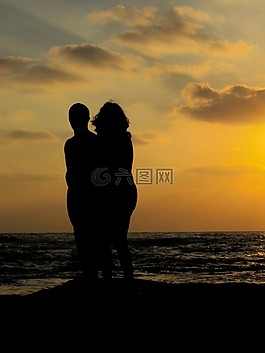 日落,夫婦,側(cè)影