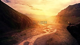 日落,全景,性质