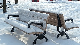 公園,長椅,雪覆蓋