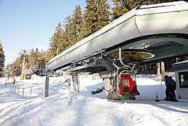 滑雪纜車,滑雪,冬天