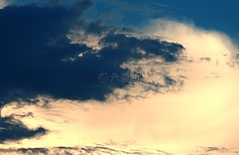 天空,日落,云