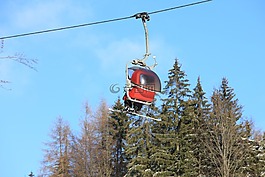 滑雪纜車,滑雪,冬天