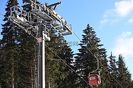 滑雪纜車,滑雪,冬天