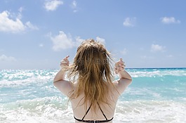 海滩,女性,海洋