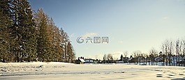 冬天,村,雪